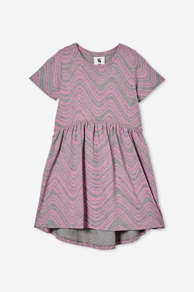 Freya Short Sleeve Dress, GREY MARLE/RADICAL WAVE