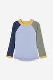 Flynn Long Sleeve Raglan Rash Vest, DUSK BLUE/SWAG GREEN/IN THE NAVY SPLICE - alternate image 1