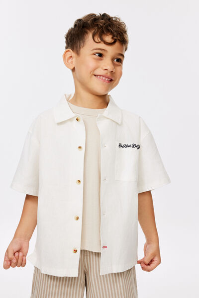 Jasper Boxy Skate Shirt, VANILLA OXFORD EMB