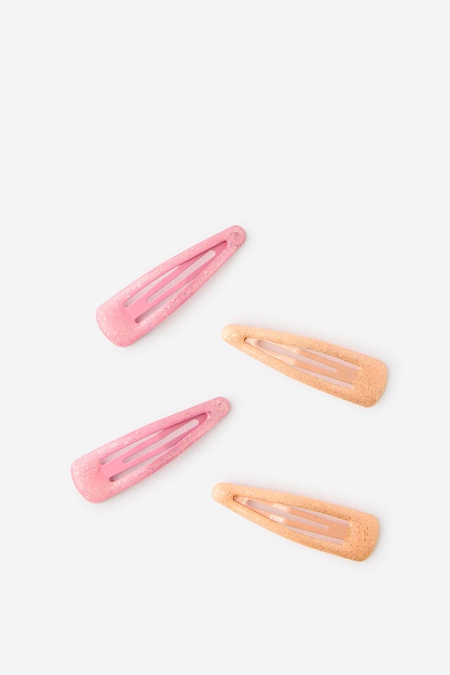 Kids Multi Pack Snap Hair Clips, APRICOT SUN/STRAWBERRY MILK GLITTER