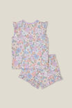 Stacey Short Sleeve Flutter Pyjama Set, VANILLA/DITSY CLAIRE FLORAL - alternate image 3