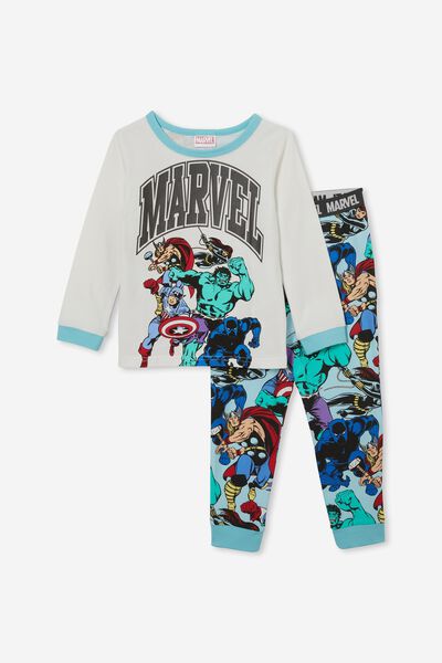 Orlando Long Sleeve Pyjama Set Licensed, LCN MAR VANILLA/TEAM MARVEL
