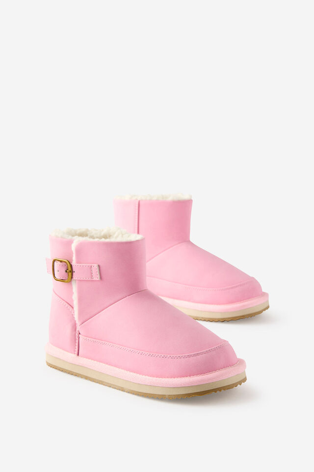 Kids Teddy Lined Buckle Boot, PALE VIOLET/BUCKLE