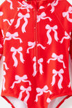 Long Sleeve One Piece Swimsuit, POP RED/BOWS - example image 2