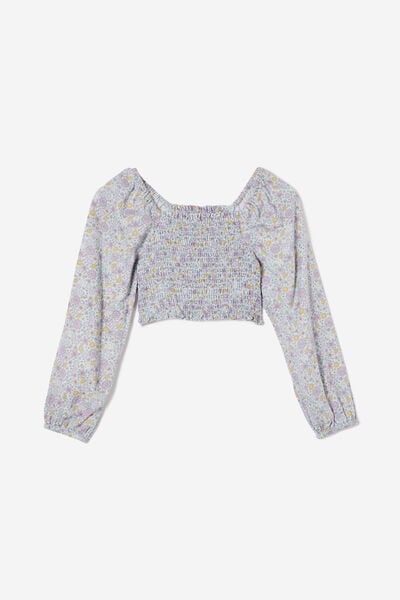 Lila Long Sleeve Top, BARBER BLUE/MIMI DITSY