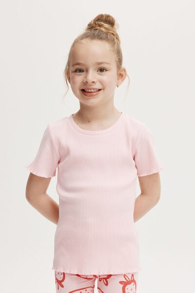 Camiseta - Raya Rib Baby Tee, BLUSH PINK RIB