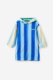 Kids Zip Thru Hooded Towel - Personalised, HARBOUR BLUE/CONTRAST STRIPES - example image 2