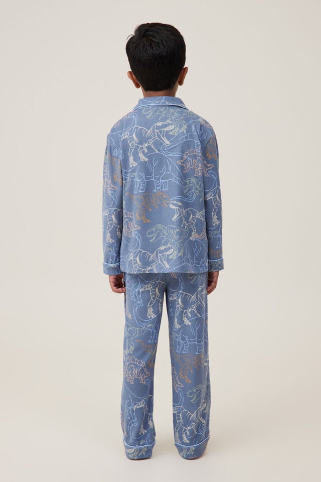 Lucas Long Sleeve Pyjama Set, STEEL/SKETCHY DINO