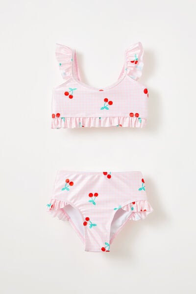 Emily Bikini, BLUSH PINK GINGHAM/CHERRIES