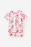 Barbie Personalised Snoozesoft Short Sleeve Pj Set, LCN MAT STRAWBERRY MILK/BARBIE - example image 2