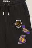 License Slouch Fleece Short, LCN NBA BLACK/LAKERS BADGE - alternate image 2