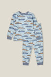 Ace Long Sleeve Pyjama Set, FROSTY BLUE/FAST CARS - alternate image 1