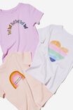 Girls Multipack Short Sleeve Tee 3 Pack, RAINBOW BUNDLE 2