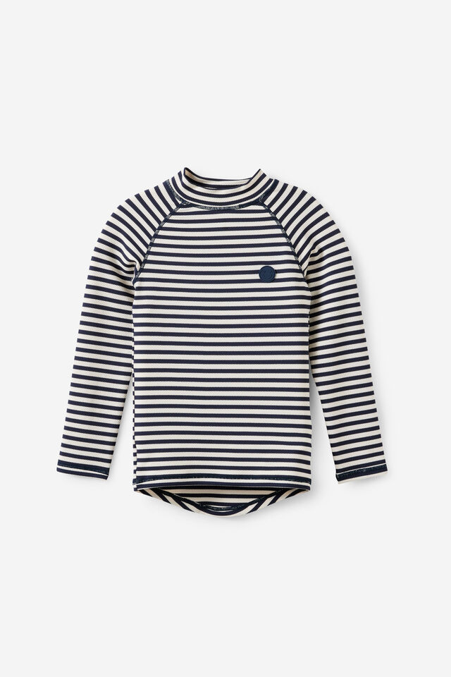 Flynn Long Sleeve Raglan Rash Vest, VANILLA/SQUID INK