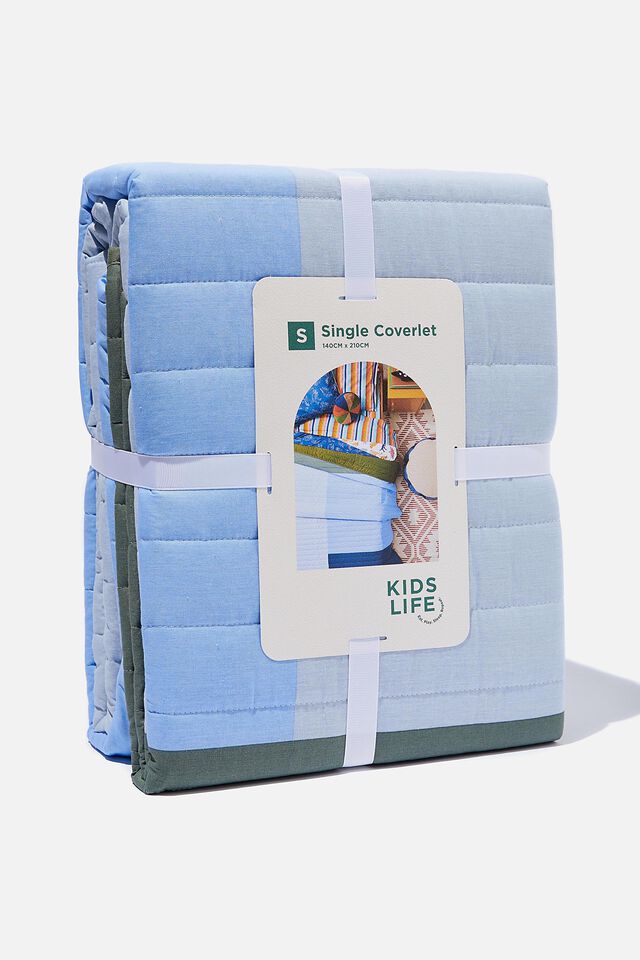 Kids Coverlet Set - Single, FROSTY BLUE QUILTED
