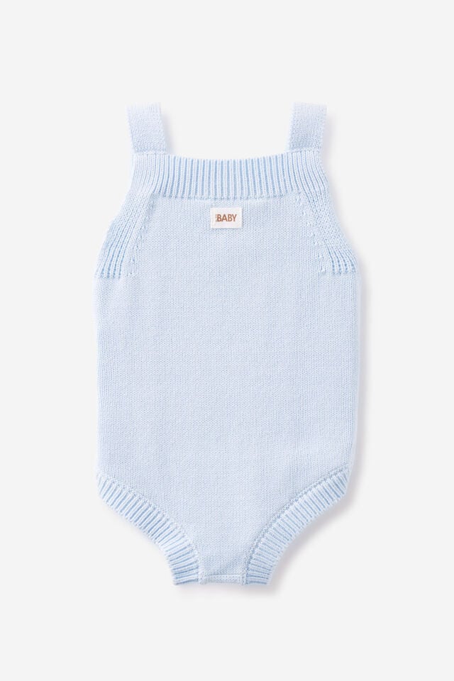 Organic Knit Bubbbysuit, WHITE WATER BLUE