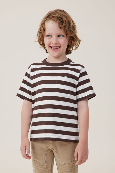 The Essential Short Sleeve Tee, HOT CHOCCY/VANILLA STRIPE