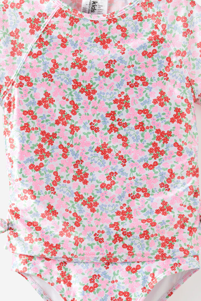 Florence S/S Rashie And Bikini Bottom Set, BALLET PINK/FLORAL