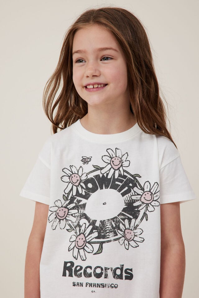 Camiseta - Poppy Short Sleeve Print Tee, VANILLA/FLOWER RECORDS