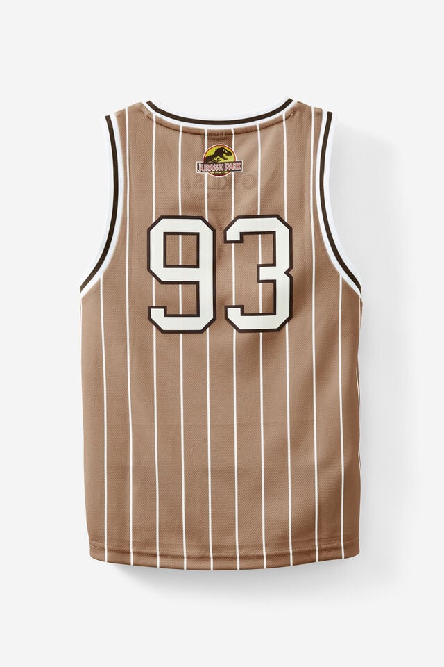 License Basketball Tank, LCN UNI TAUPY BROWN & WHITE STRIPE/JURASSIC P