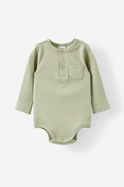 The Long Sleeve Rib Pocket Bubbysuit, DEEP SAGE