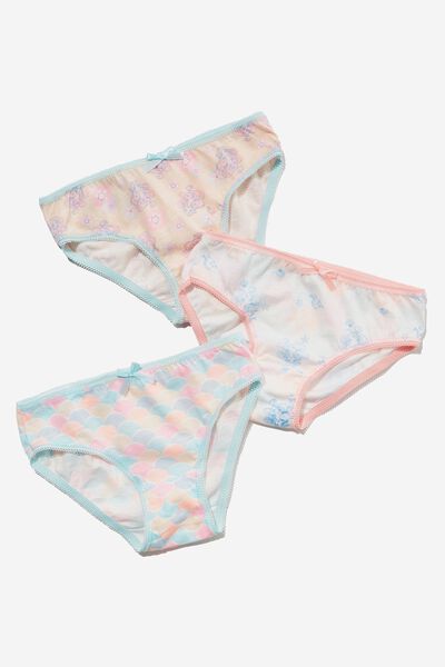 Calcinhas - 3 Pack Girls Underwear Licensed, LCN DIS PRINCESS ARIEL/PEACH TANG