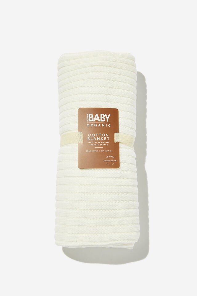 Organic Rib Knit Blanket - Personalised, MILK