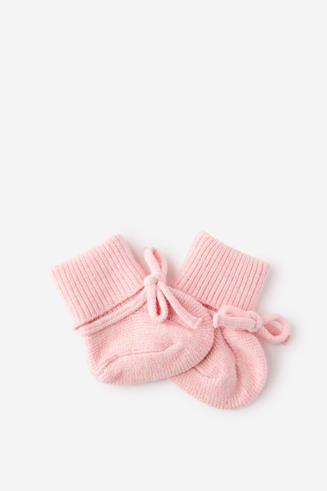 Baby Organic Blend Knit Booties, POP PINK MARLE