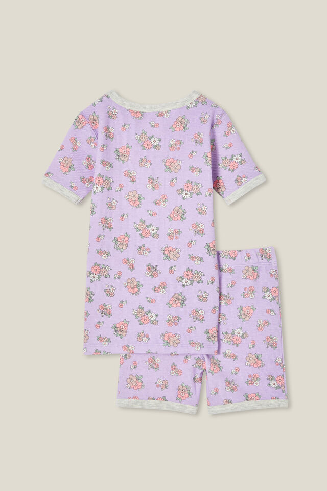 Talia Short Sleeve Pyjama Set, LILAC DROP/AVA DITSY FLORAL
