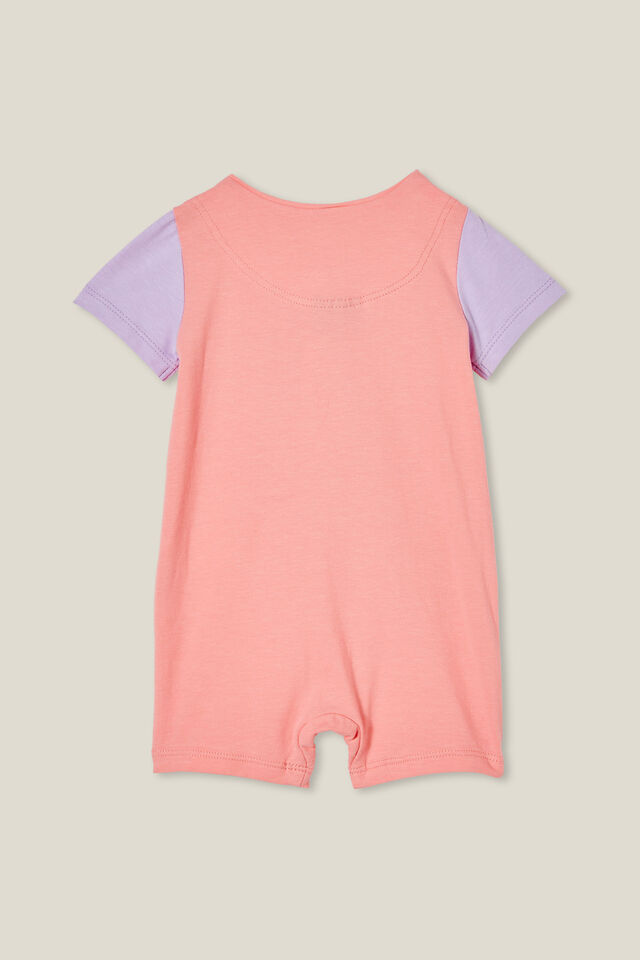 Minnie Mouse The Short Sleeve Zip Romper, LCN DIS CORAL DREAMS/MINNIE AND FRIENDS