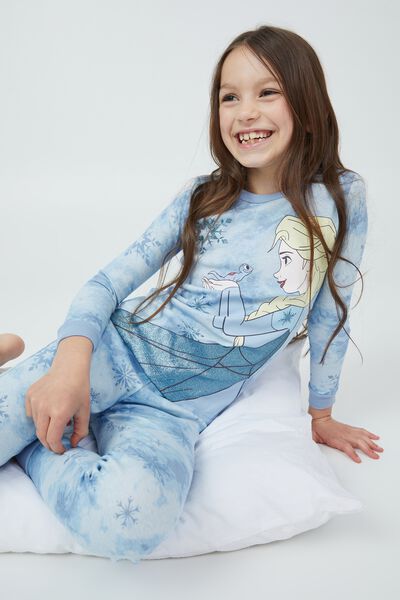 Natalie Long Sleeve Pyjama Set Licensed, LCN DIS FROSTY BLUE/FROZEN ELSA SNOWFLAKES