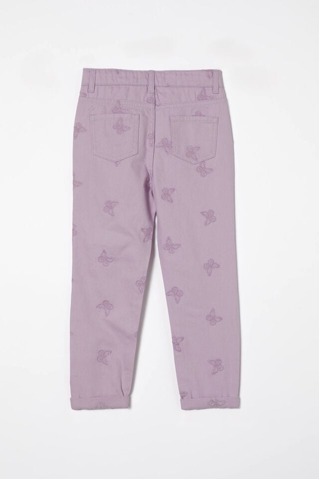 India Mom Jean, LILAC DROP/BUTTERFLY EMBROIDERY