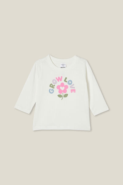 Camiseta - Jamie Long Sleeve Tee, VANILLA/GROW LOVE