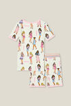 Talia Short Sleeve Pyjama Set Licensed, LCN MAT VANILLA/BARBIE PARTY - alternate image 3