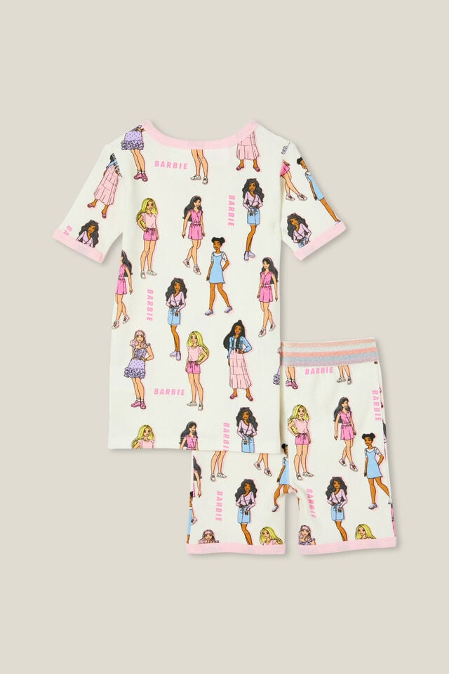 Talia Short Sleeve Pyjama Set Licensed, LCN MAT VANILLA/BARBIE PARTY