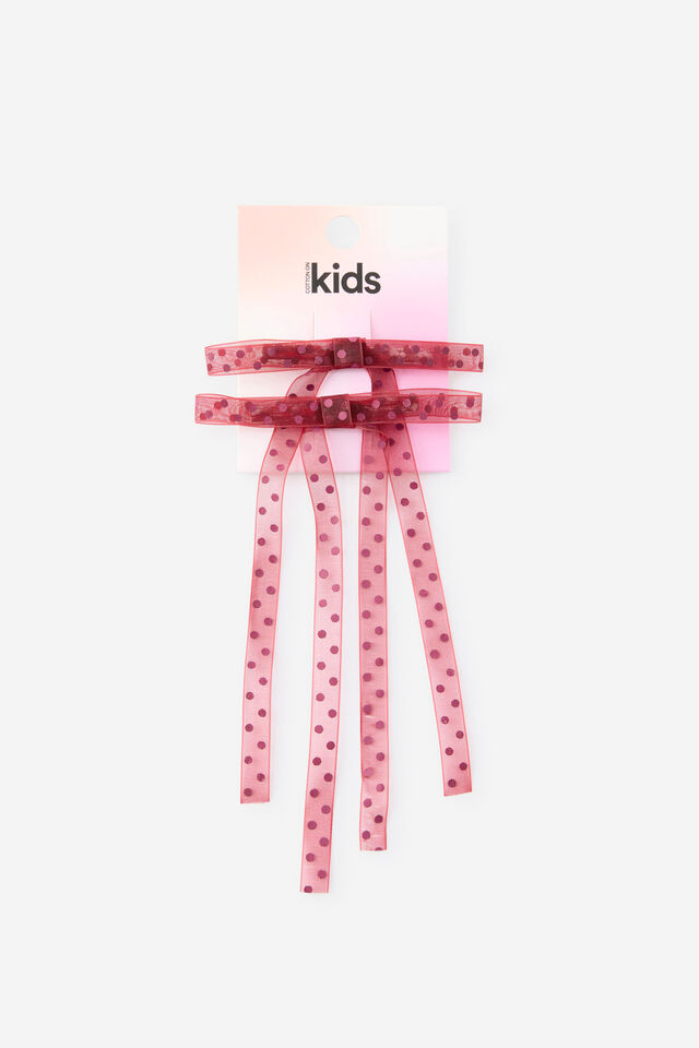 Kids Multi Pack Bow Hair Clips, BERRY JAM/PRINTED SPOT