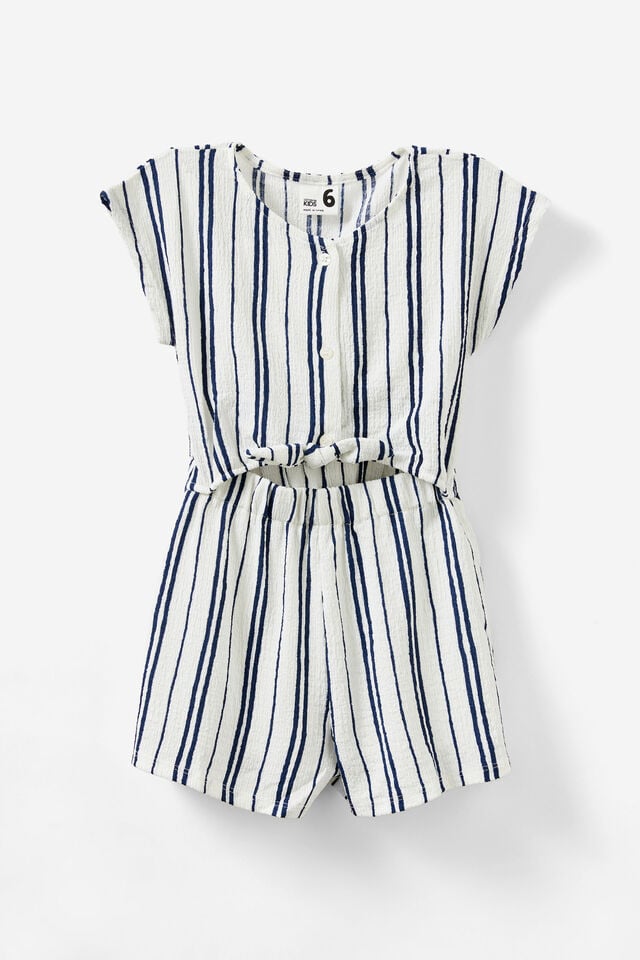 Hallie Tie Front Playsuit, IN THE NAVY/STRIPE