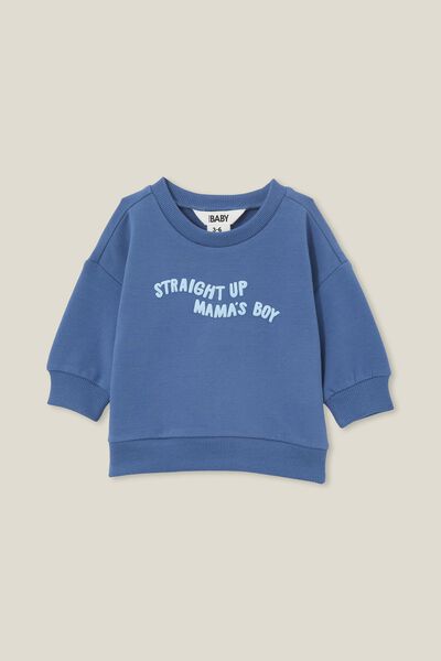 Alma Drop Shoulder Sweater, PETTY BLUE/STRAIGHT UP MAMAS BOY