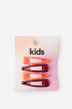 Kids Multi Pack Snap Hair Clips, CORAL RED/BERRY JAM GLITTER - example image 2