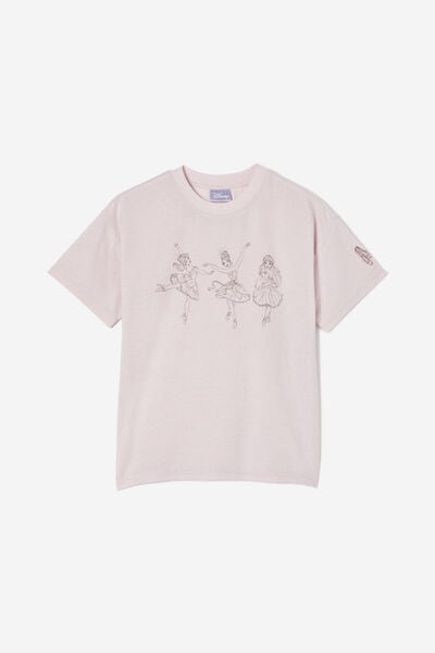 License Drop Shoulder Short Sleeve Tee, LCN DIS DISNEY PRINCESSES/BALLERINA PINK