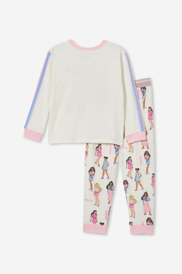 Barbie Ava Long Sleeve Pyjama Set, LCN MAT VANILLA/BARBIE PARTY