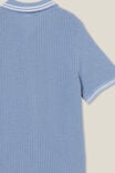 Knitted Short Sleeve Shirt, DUSTY BLUE/WAFFLE KNIT - alternate image 3