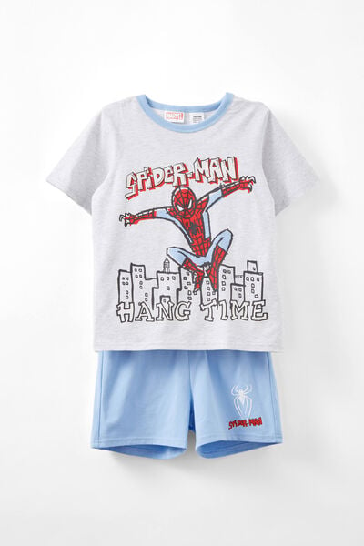 Jordan Short Sleeve Pyjama Set License, LCN MAR SNOW MARLE/SPIDERMAN GLOW