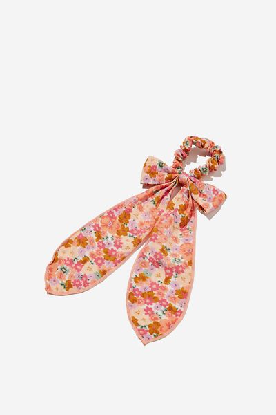 Bow Scrunchie, PINK NEWPORT FLORAL