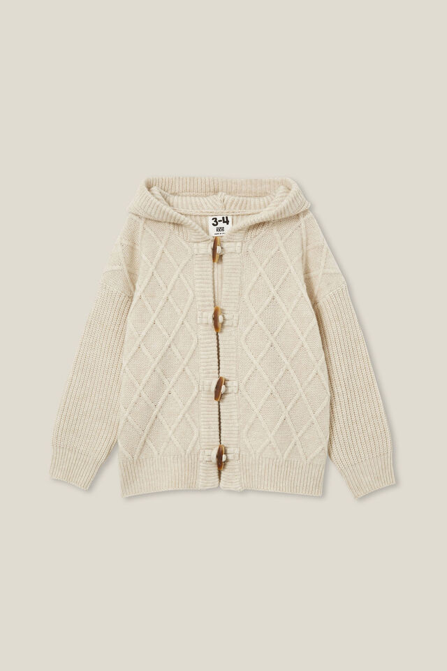 Cable Hooded Cardigan, RAINY DAY