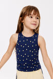 Fitted Essential Racer Back Tank, DENIM NAVY/DITSY FLORAL - example image 1