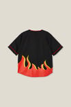 Camisas - Hot Wheels Baseball Short Sleeve Shirt, LCN MAT BLACK/HOT WHEELS - vista alternativa 3
