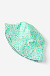 Kids Reversible Bucket Hat, FRESH GREEN DITSY FLORAL/BARBER BLUE - alternate image 2