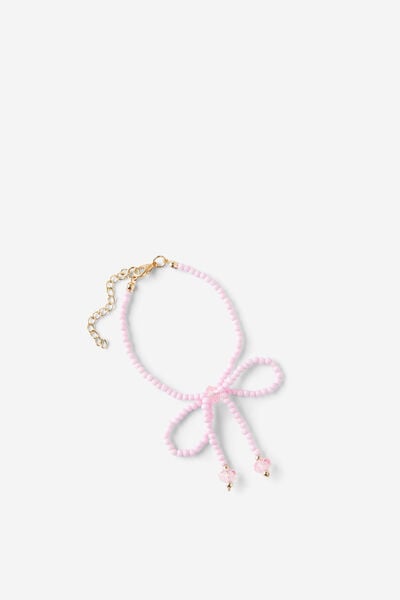 Kids Beaded Bracelet, BLUSH PINK/BOW