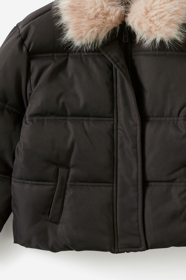 Fur Puffer Jacket, PHANTOM